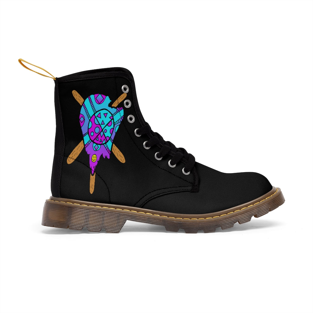 Blue and Purple Melted Popsicle Men's Canvas Boots