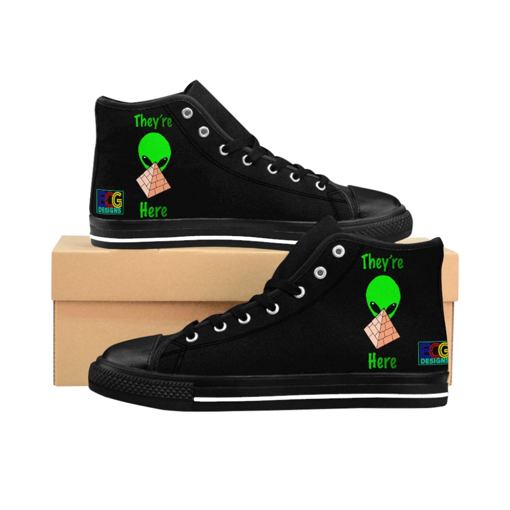 Green Alien Pyramid Women's High-top Sneakers