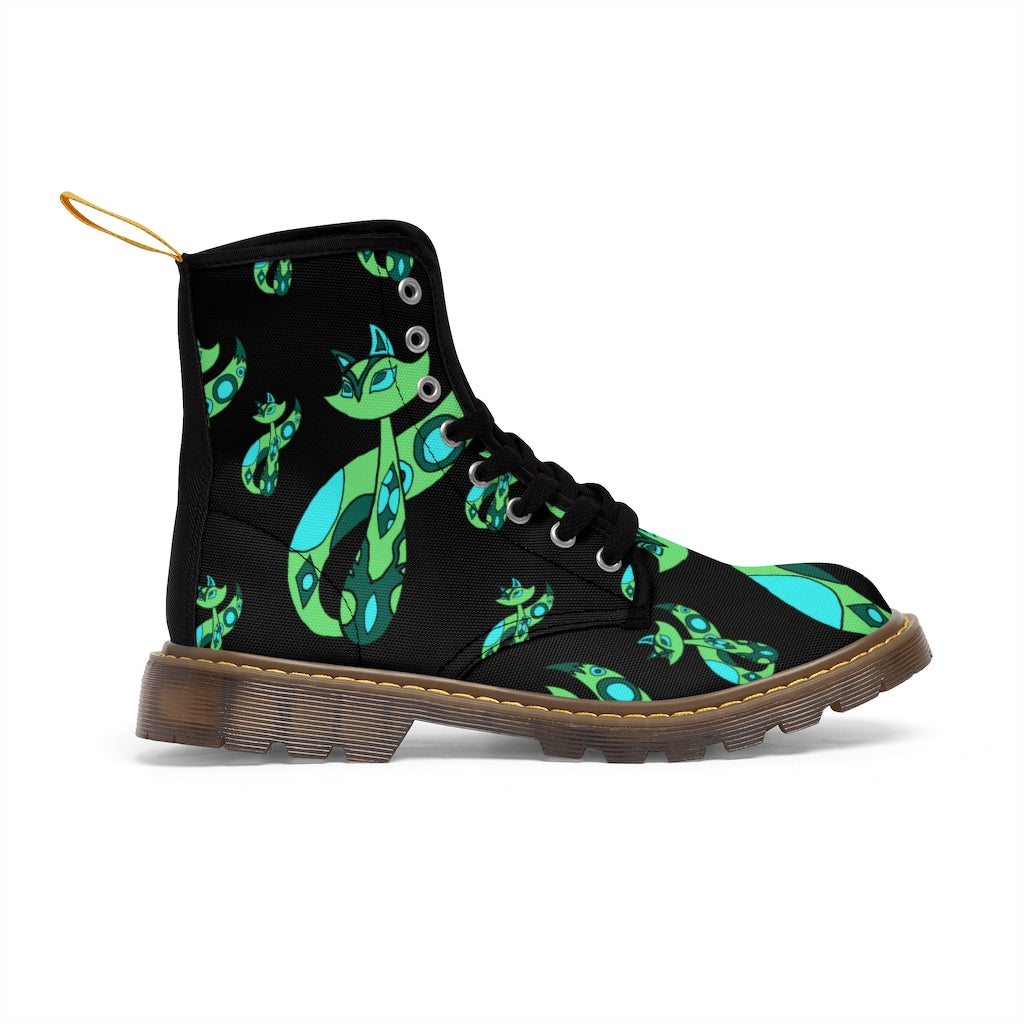 Green Cat Women's Canvas Boots