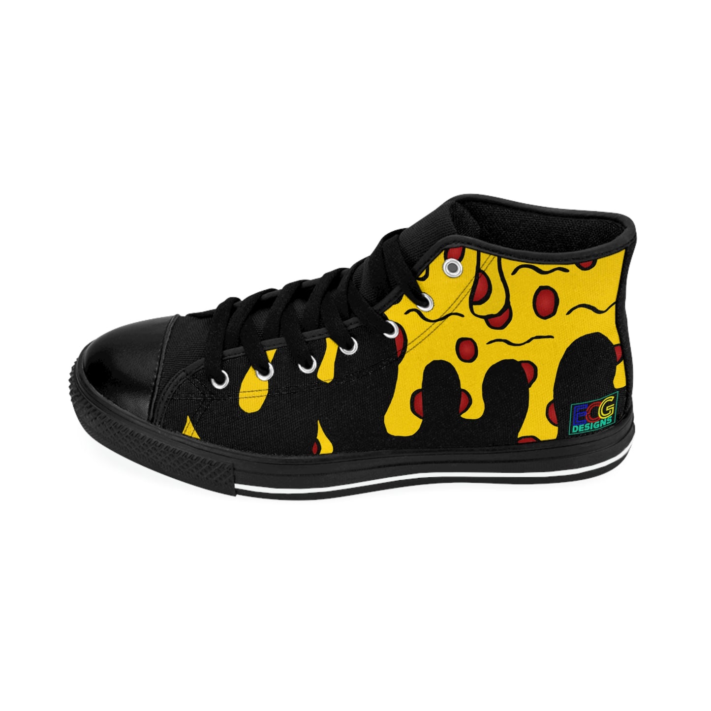 Cheesy Pizza Men's High-top Sneakers (Black)