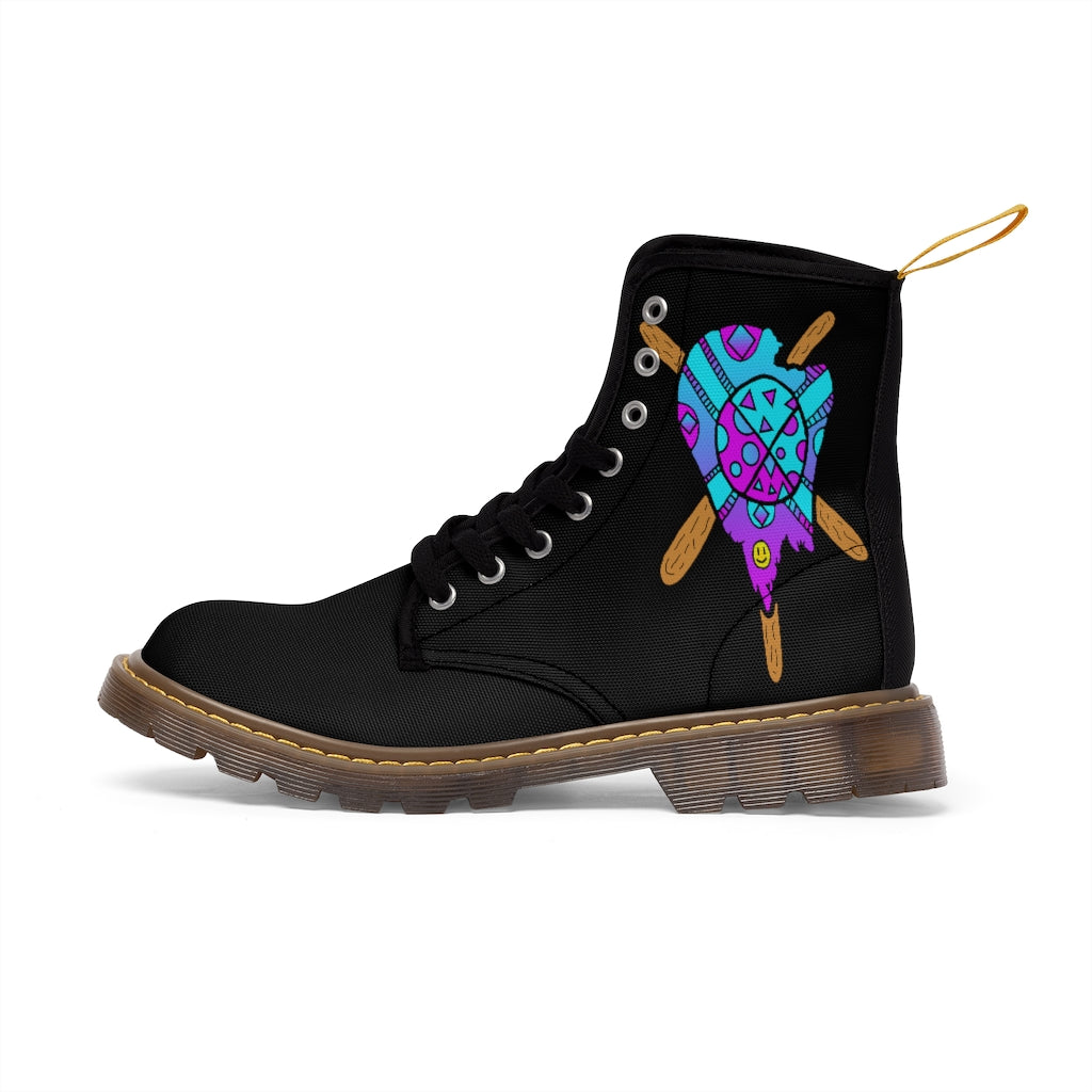 Blue and Purple Melted Popsicle Men's Canvas Boots