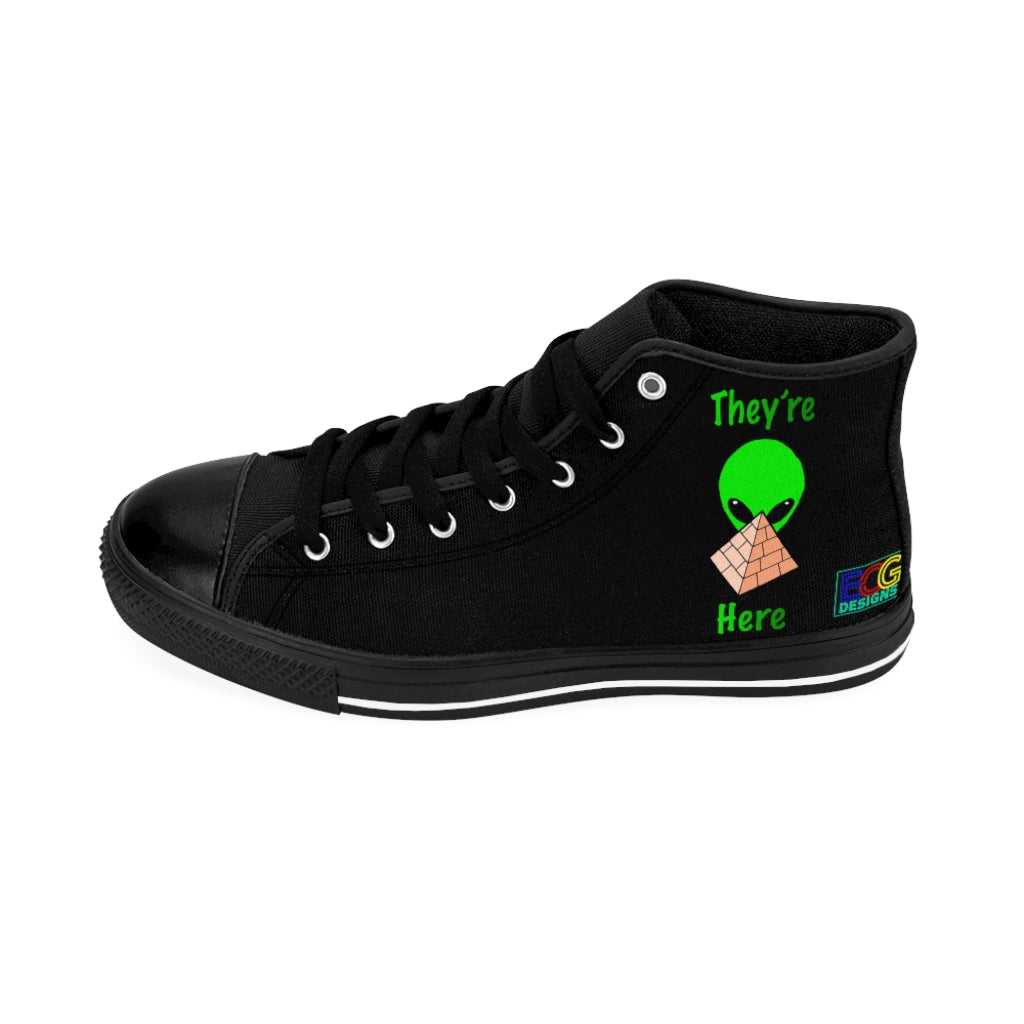 Green Alien Pyramid Women's High-top Sneakers