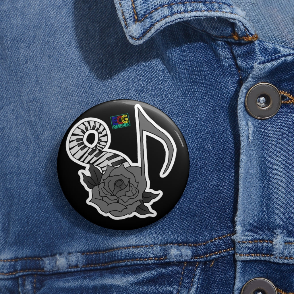 Musical Rose Pin Buttons