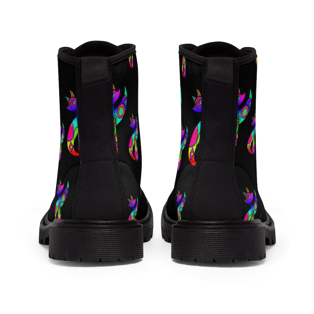 Rainbow Cat Men's Canvas Boots