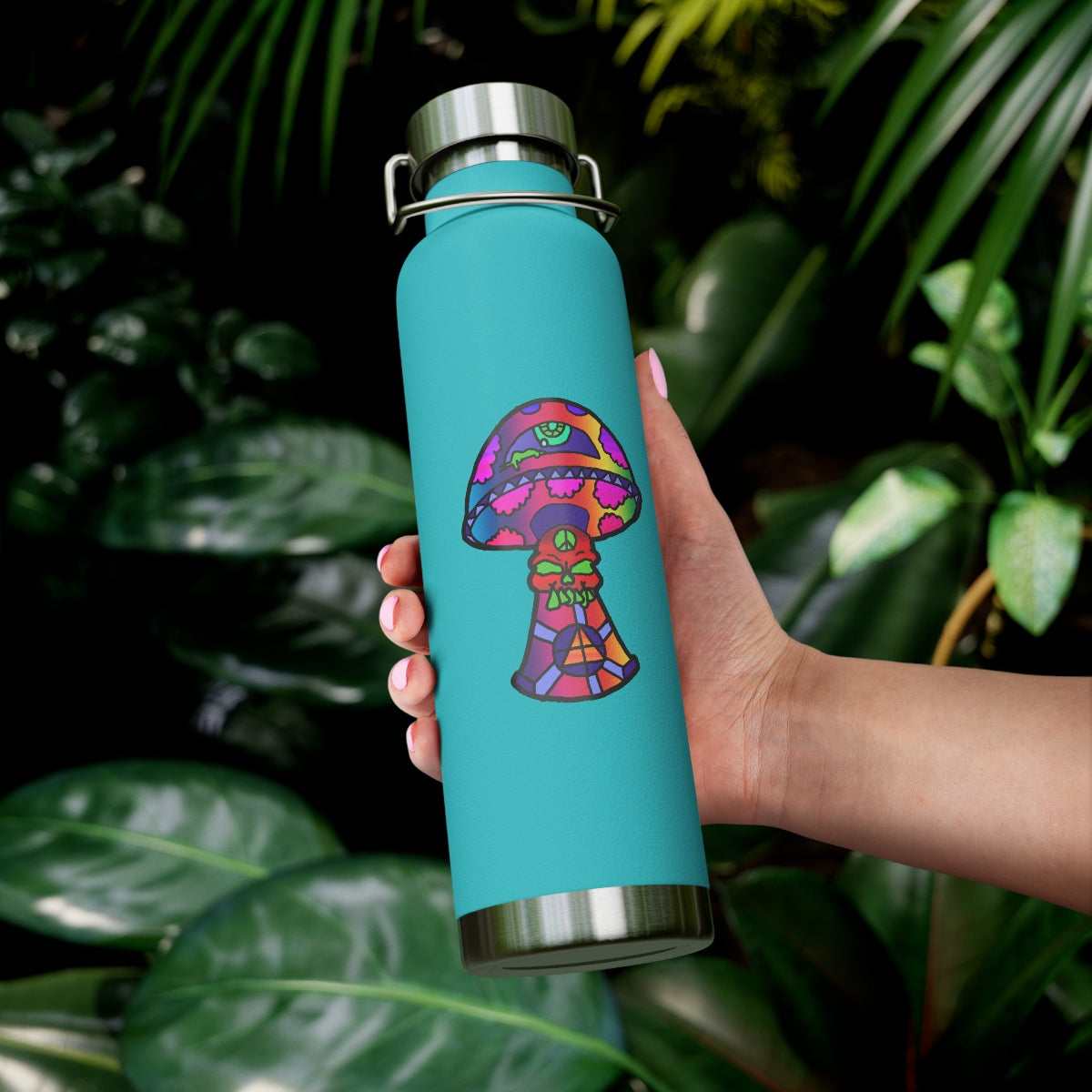 Rainbow Skull Shroom 22oz Vacuum Insulated Bottle