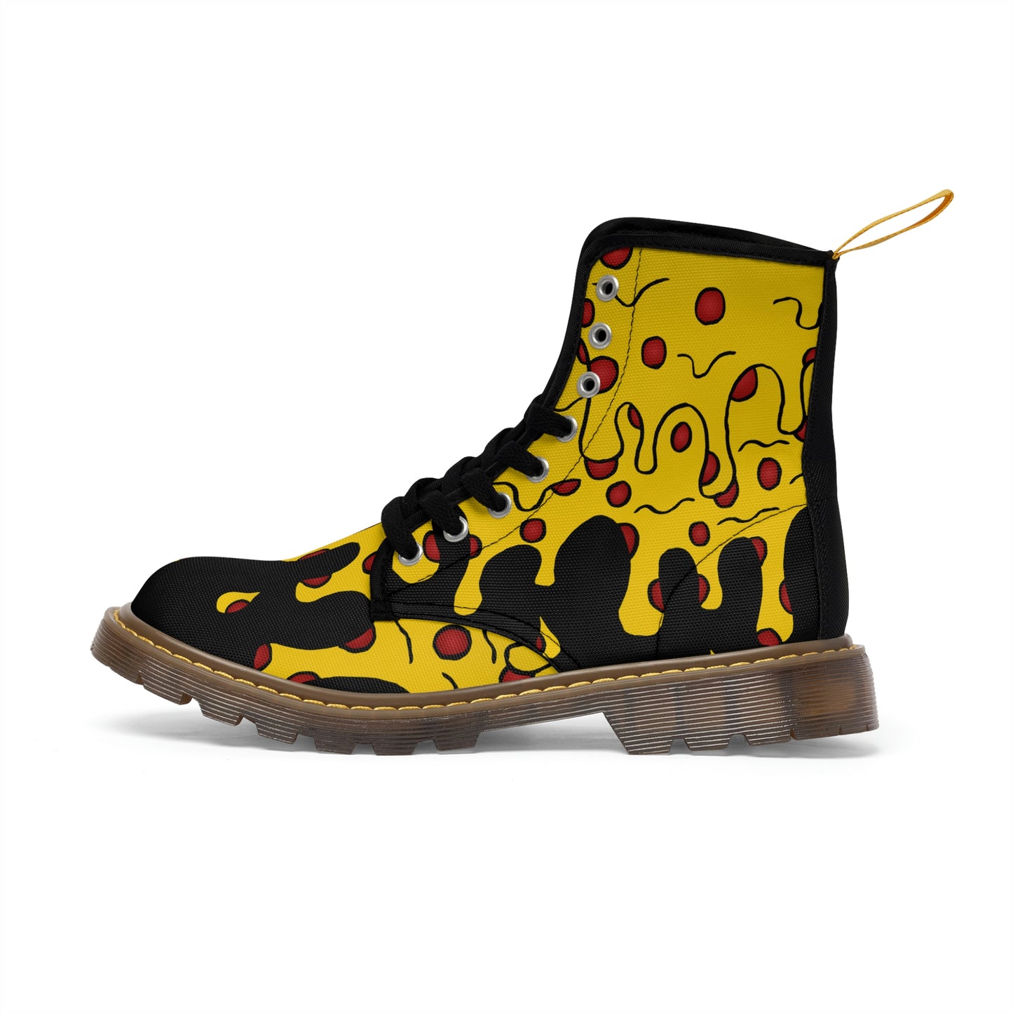 Cheesy Pizza Men's Canvas Boots (Black)