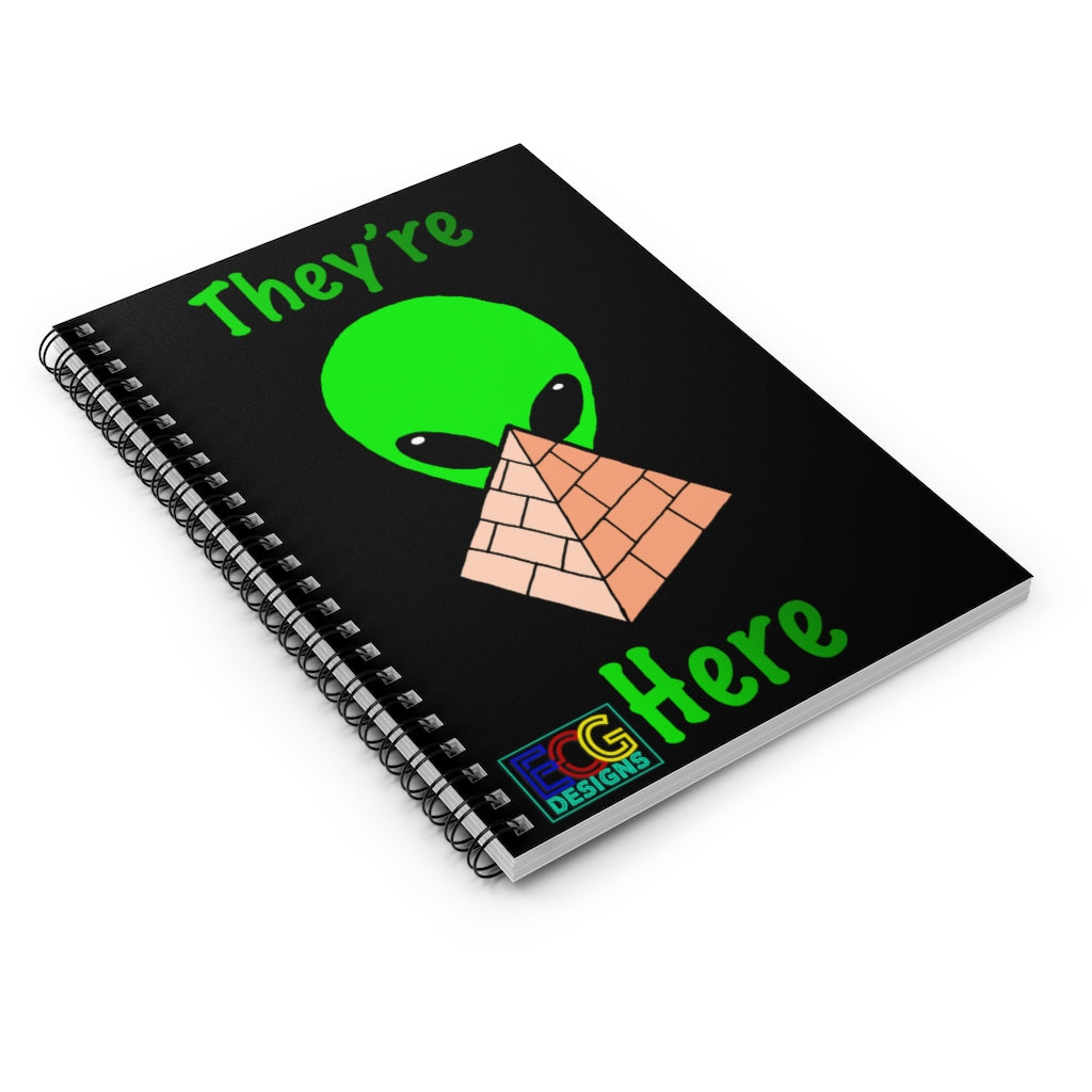 Green Alien Pyramid Spiral Notebook - Ruled Line