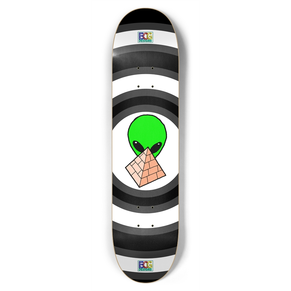 Green Alien Pyramid Skateboard