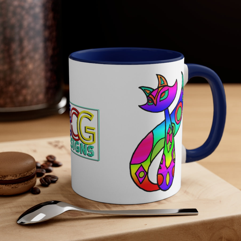 Rainbow Cat Accent Coffee Mug, 11oz