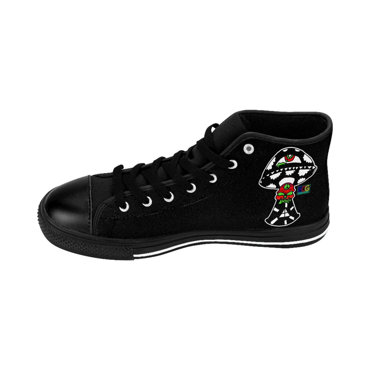 Black and White Skull Shroom Men's Classic Sneakers