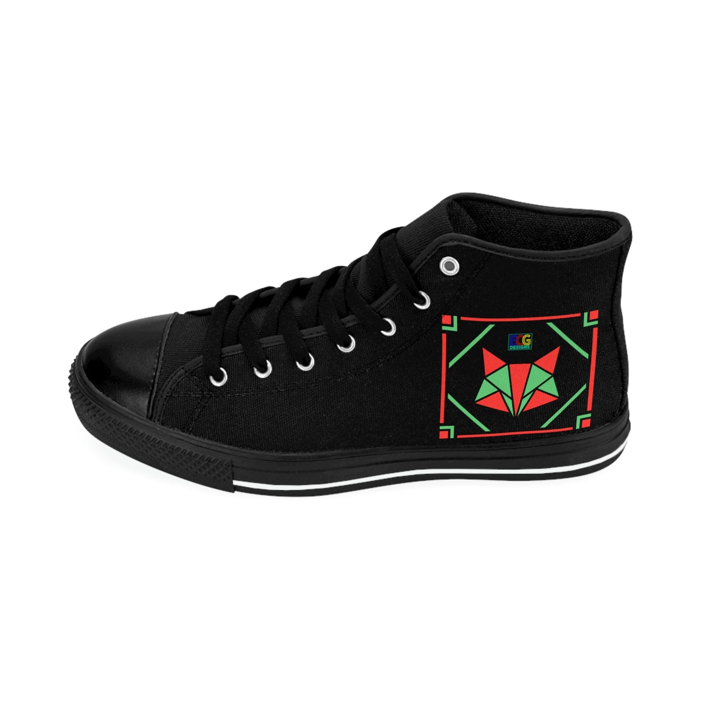 Red and Green Box Fox Men's Classic Sneakers