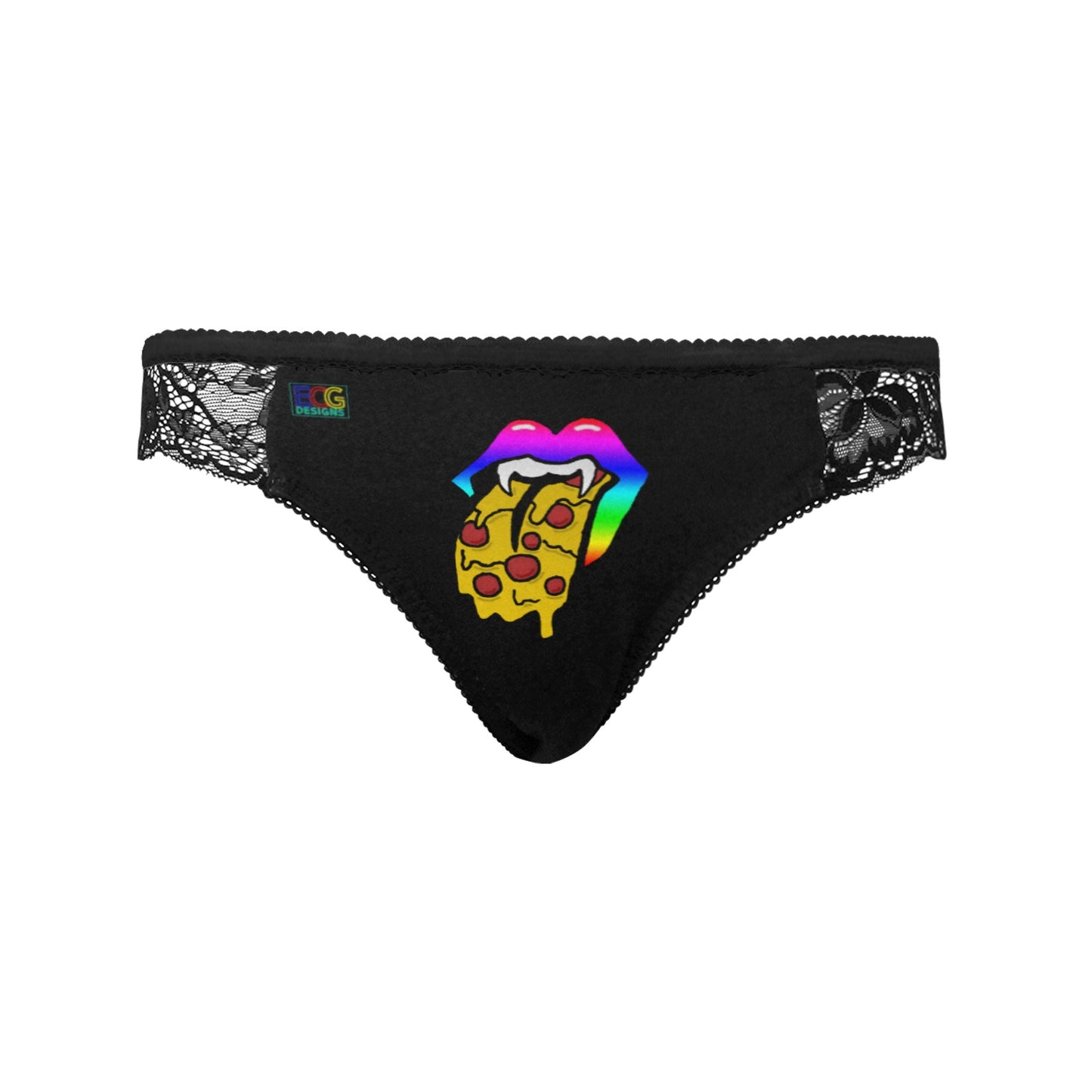 Rainbow Pizza Tongue Women's Lace Panty (Model L41)