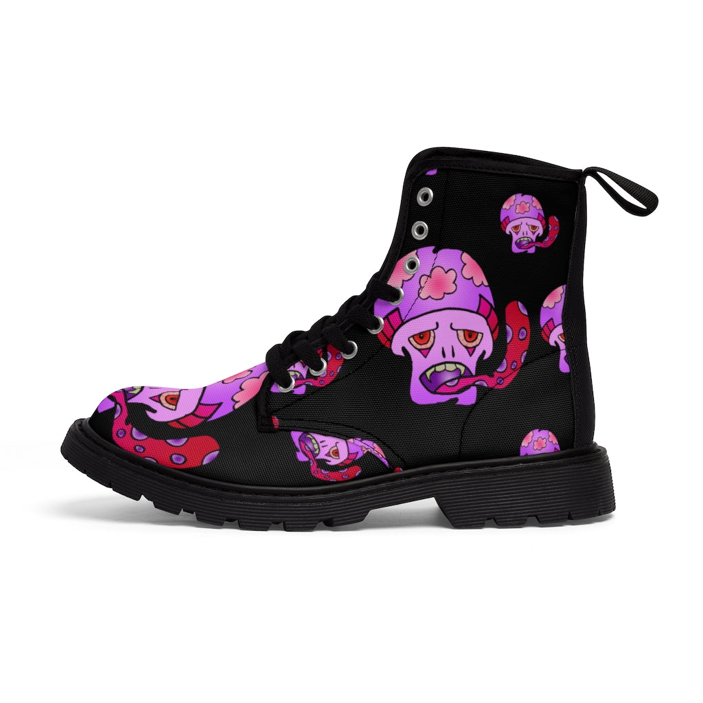 Pink Shroom Women's Canvas Boots