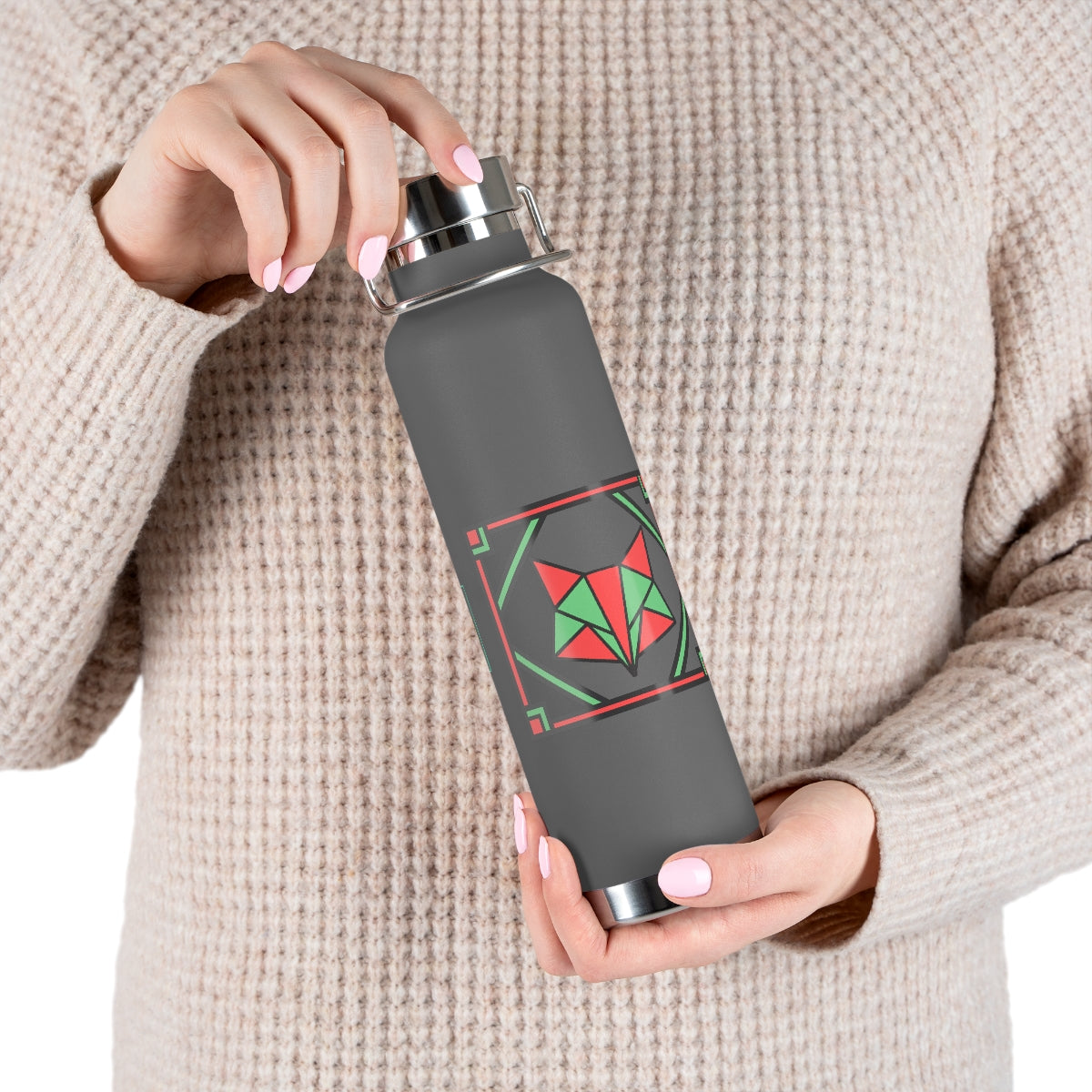 Red and Green Box Fox 22oz Vacuum Insulated Bottle