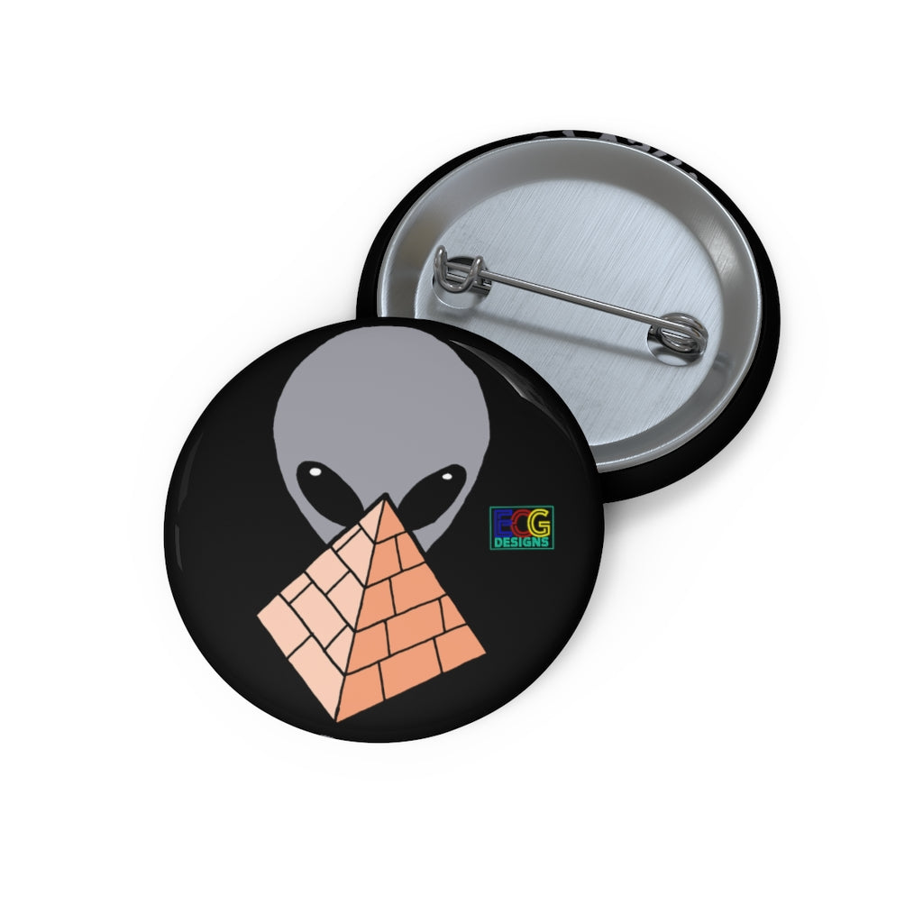 Gray Alien Pyramid Pin Buttons