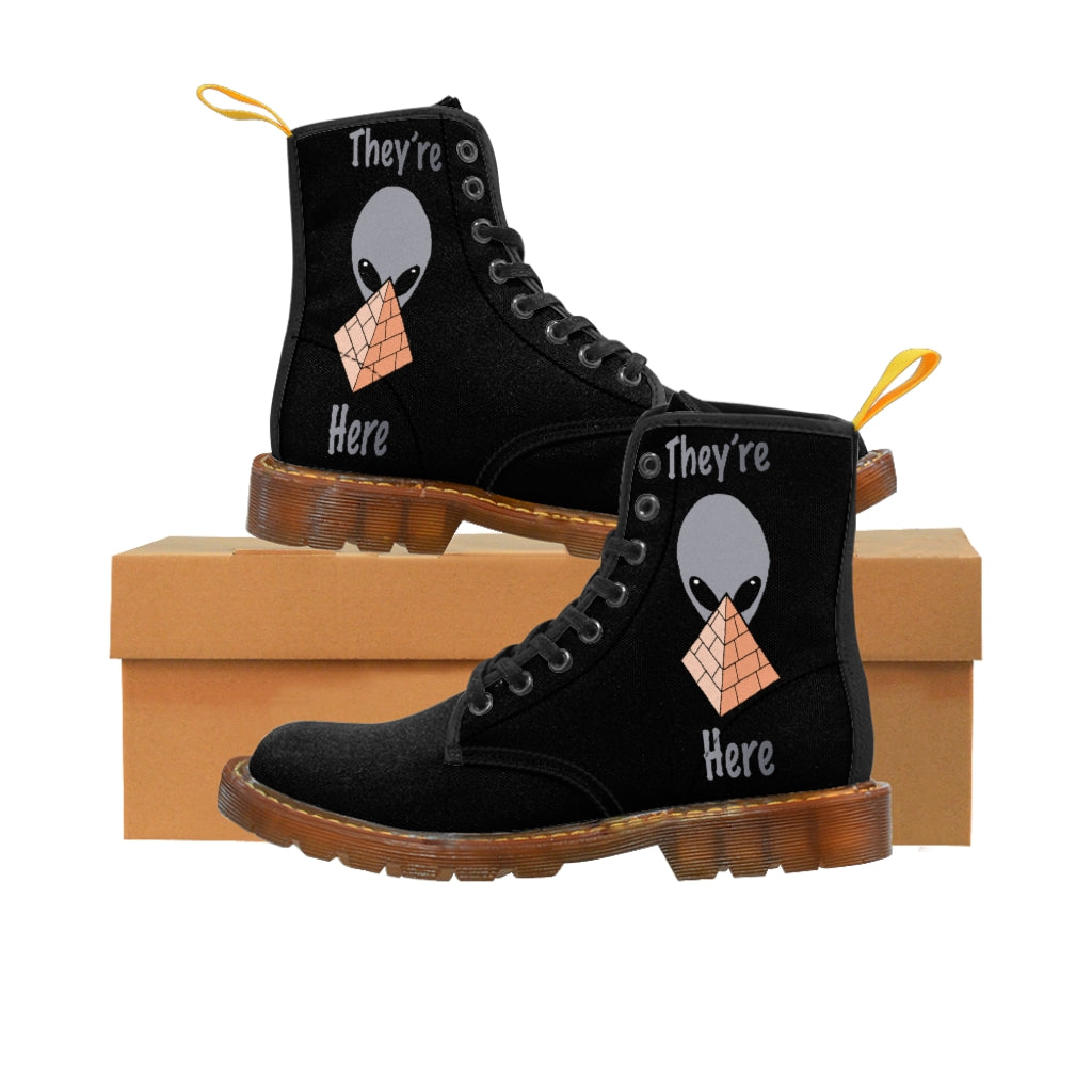 Gray Alien Pyramid Men's Canvas Boots