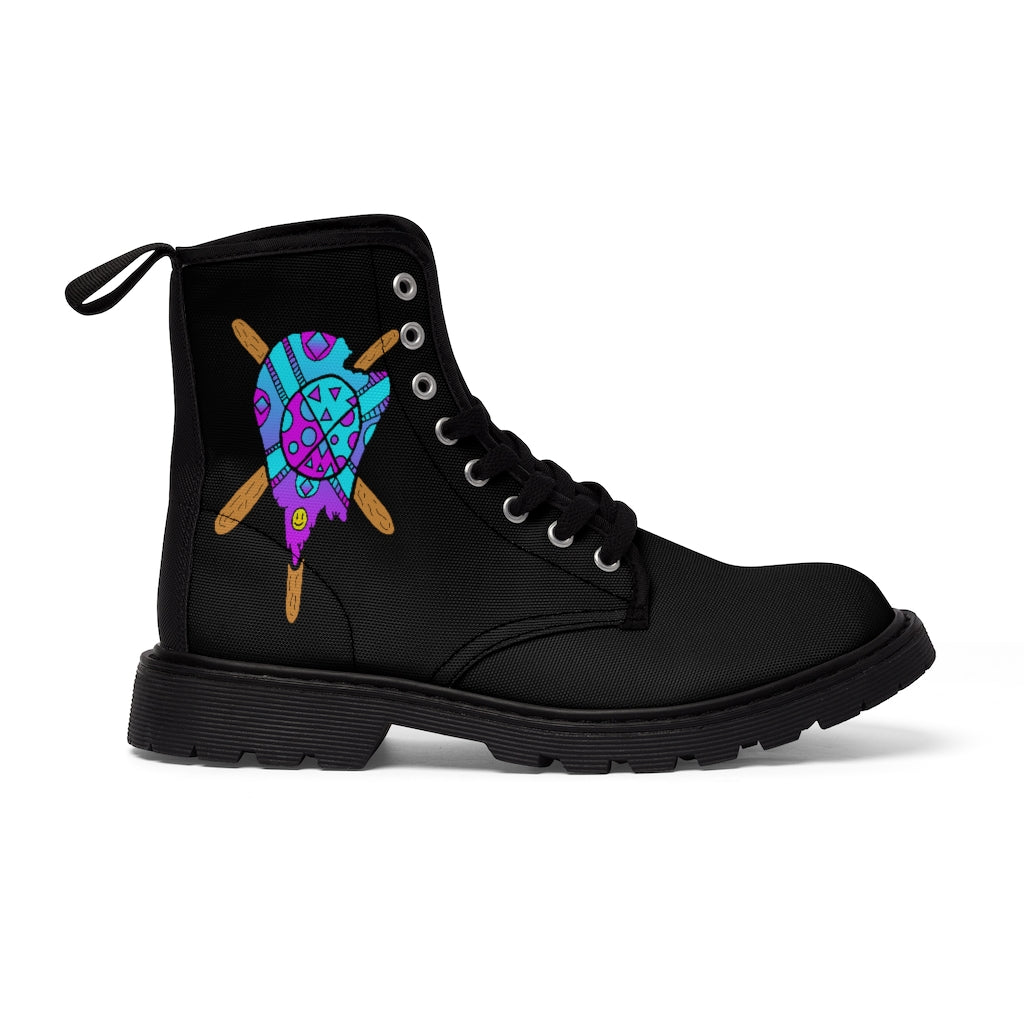 Blue and Purple Melted Popsicle Women's Canvas Boots