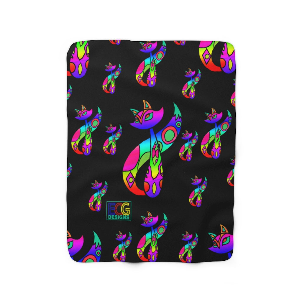 Rainbow Cat Sherpa Fleece Blanket