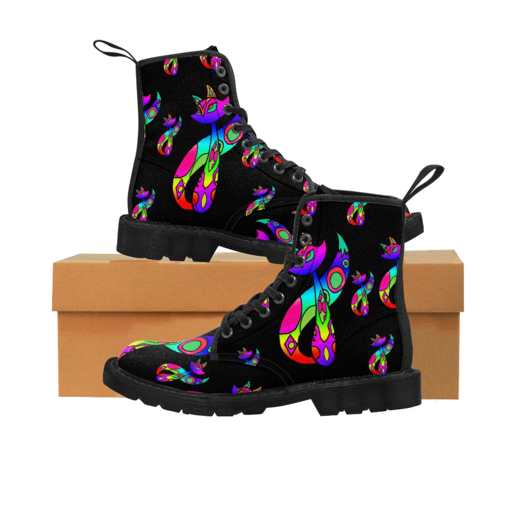 Rainbow Cat Women's Canvas Boots