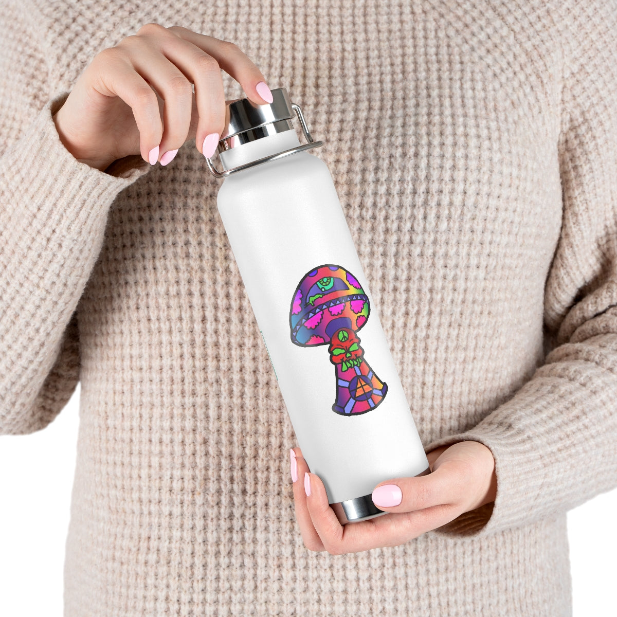 Rainbow Skull Shroom 22oz Vacuum Insulated Bottle