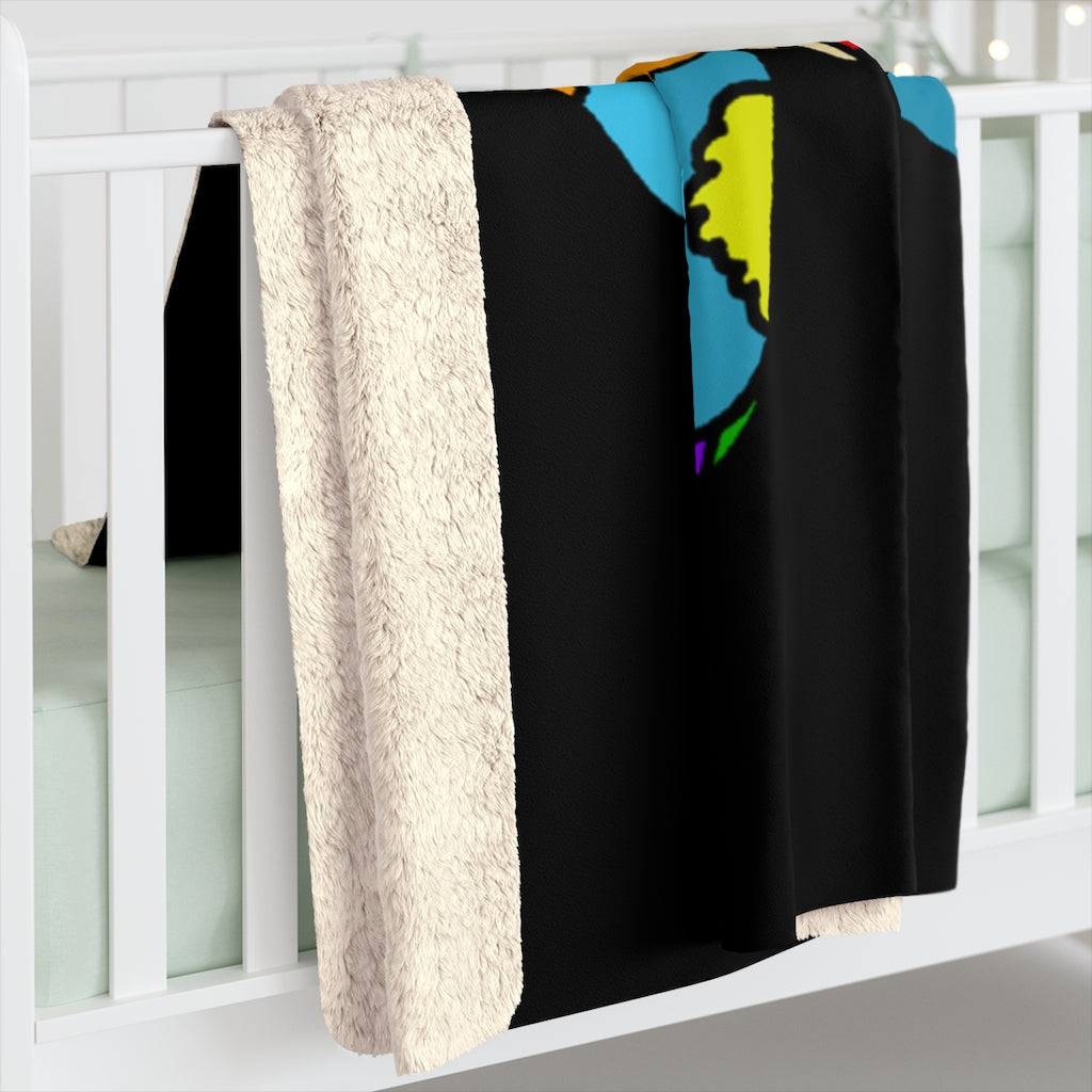 Multicolored Skull Shroom Sherpa Fleece Blanket