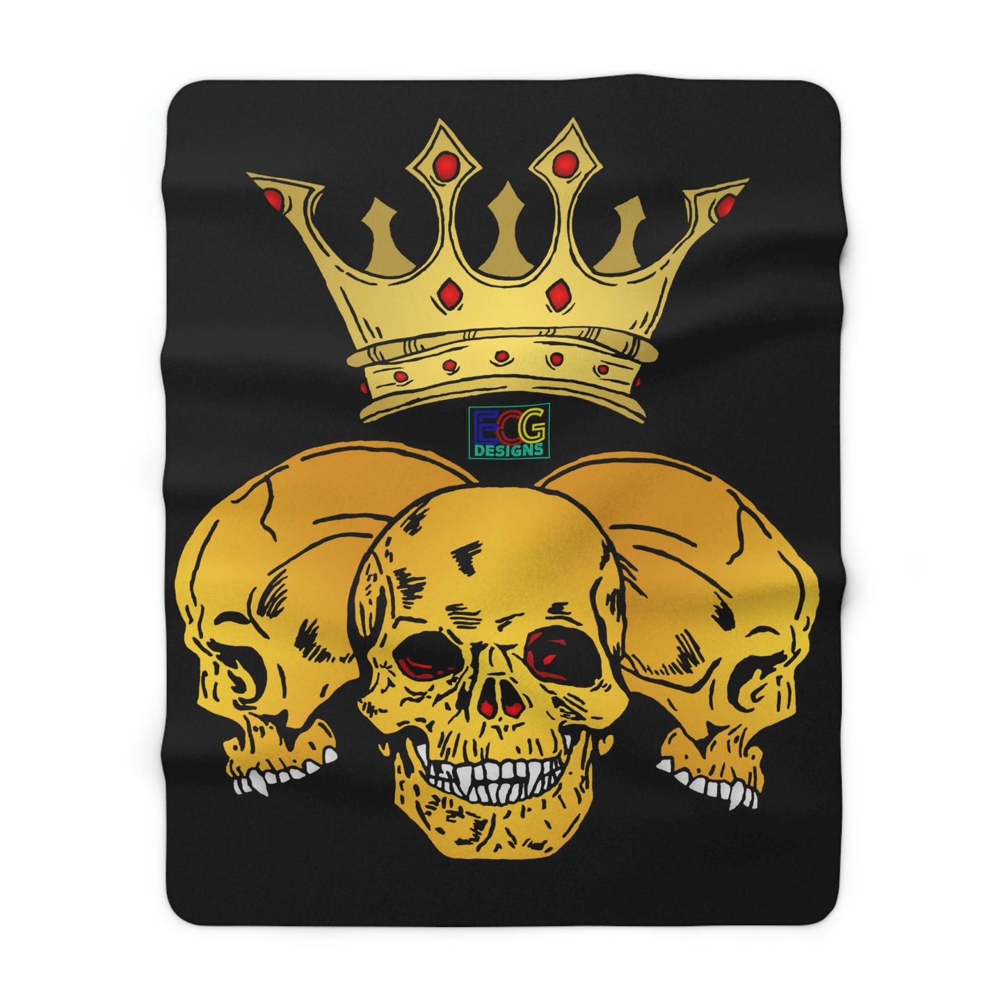 Triple Skull Crown Sherpa Fleece Blanket