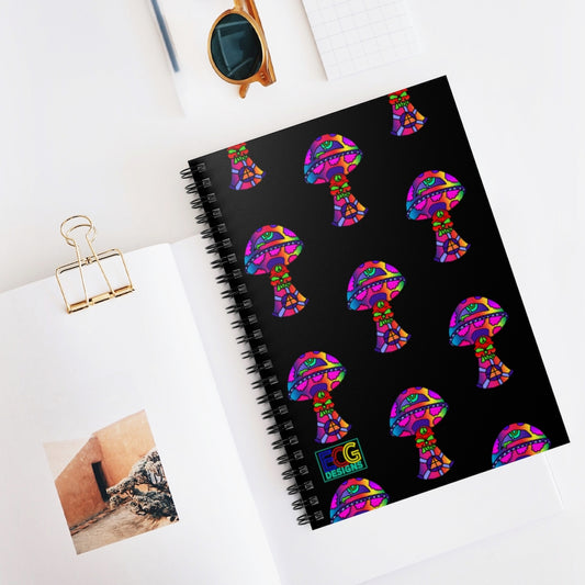 Rainbow Skull Shroom Spiral Notebook - Ruled Line