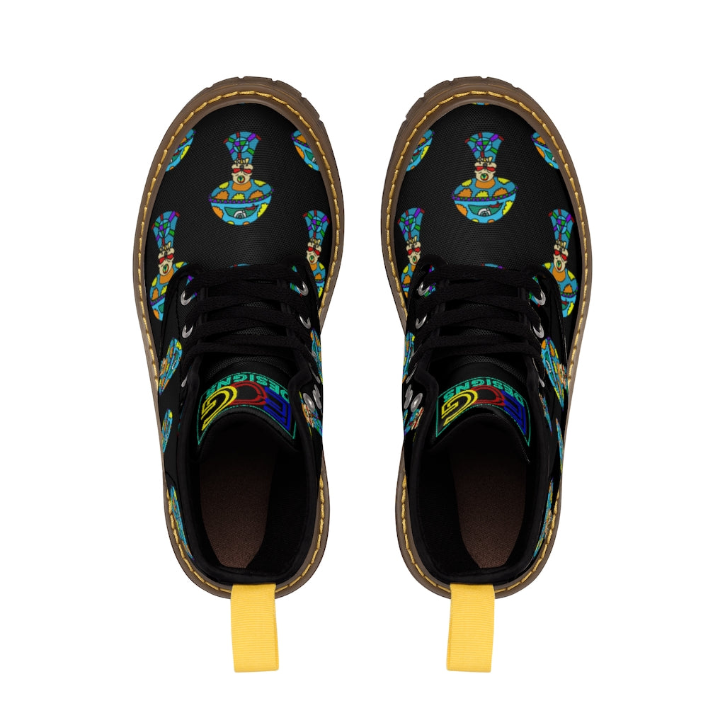 Multicolored Skull Shroom Men's Canvas Boots