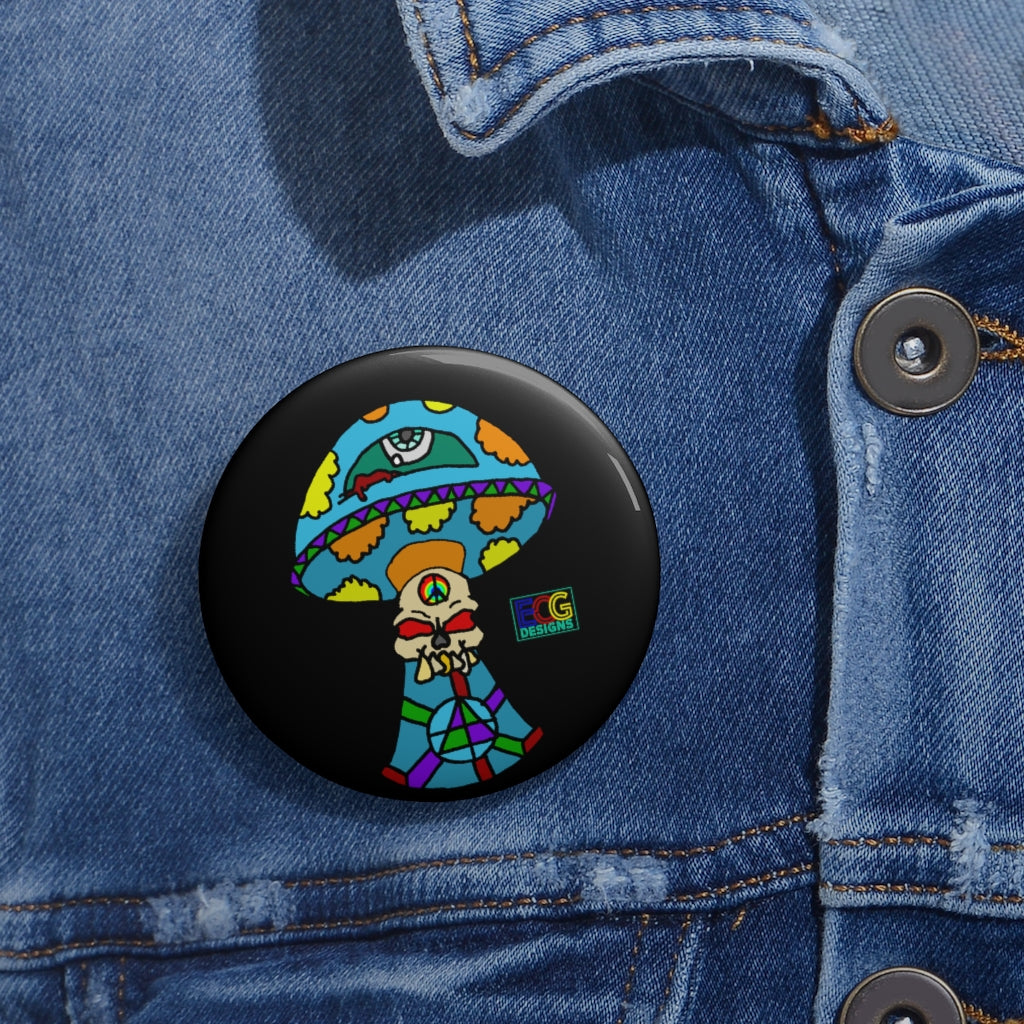 Multicolored Skull Shroom Pin Buttons