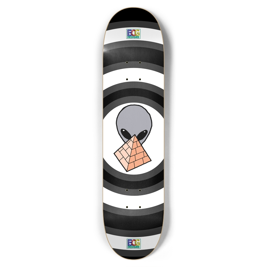 Gray Alien Pyramid Skateboard