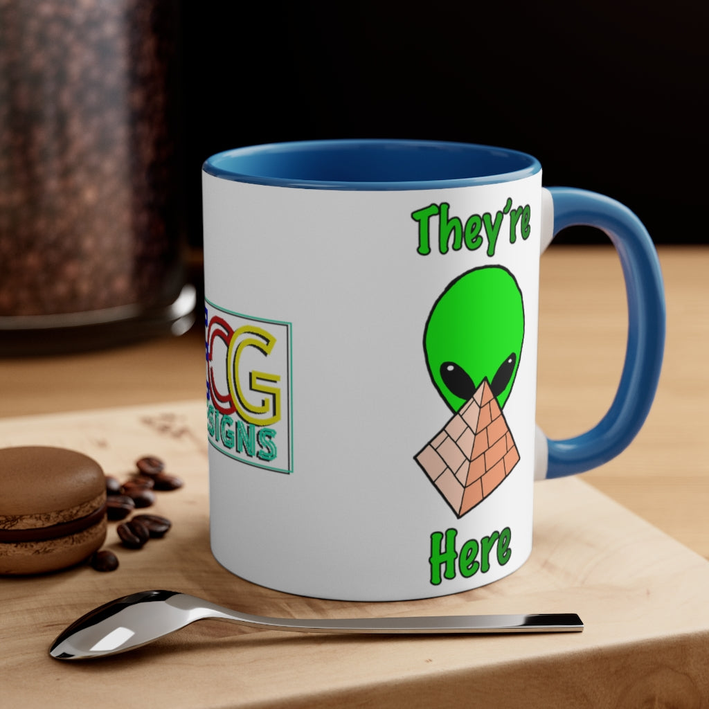 Green Alien Pyramid Accent Coffee Mug, 11oz