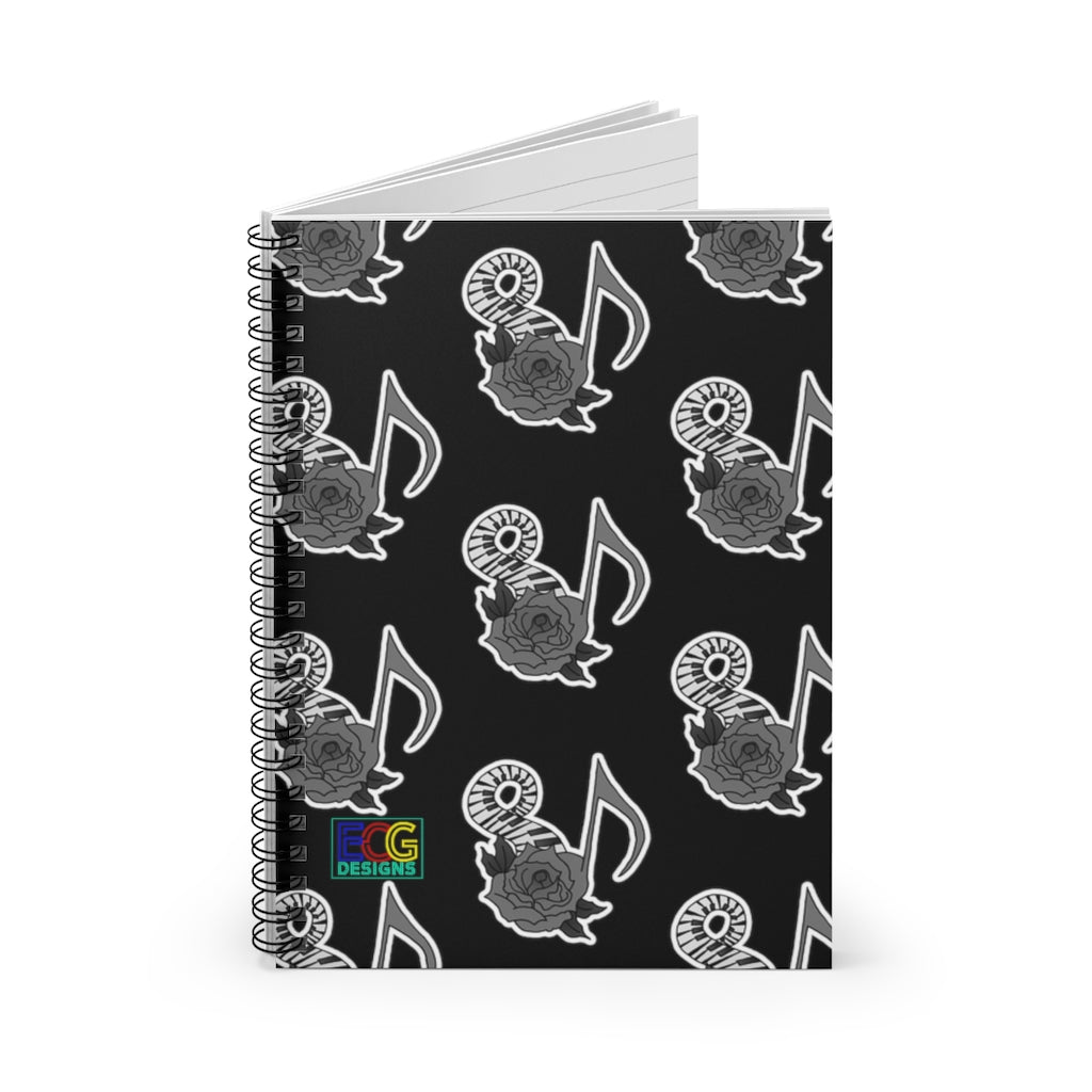 Musical Rose Spiral Notebook - Ruled Line