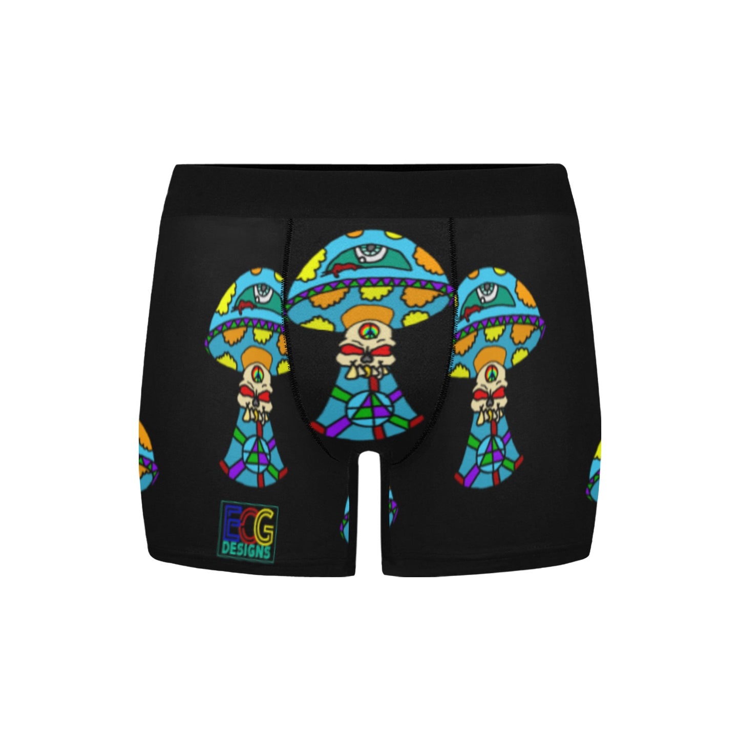 Multicolored Skull Shroom Men's Boxer Briefs with Inner Pocket (Model L34)