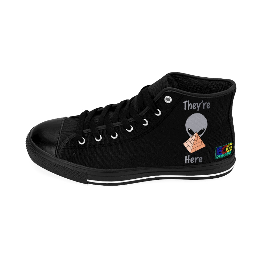 Gray Alien Pyramid Women's High-top Sneakers