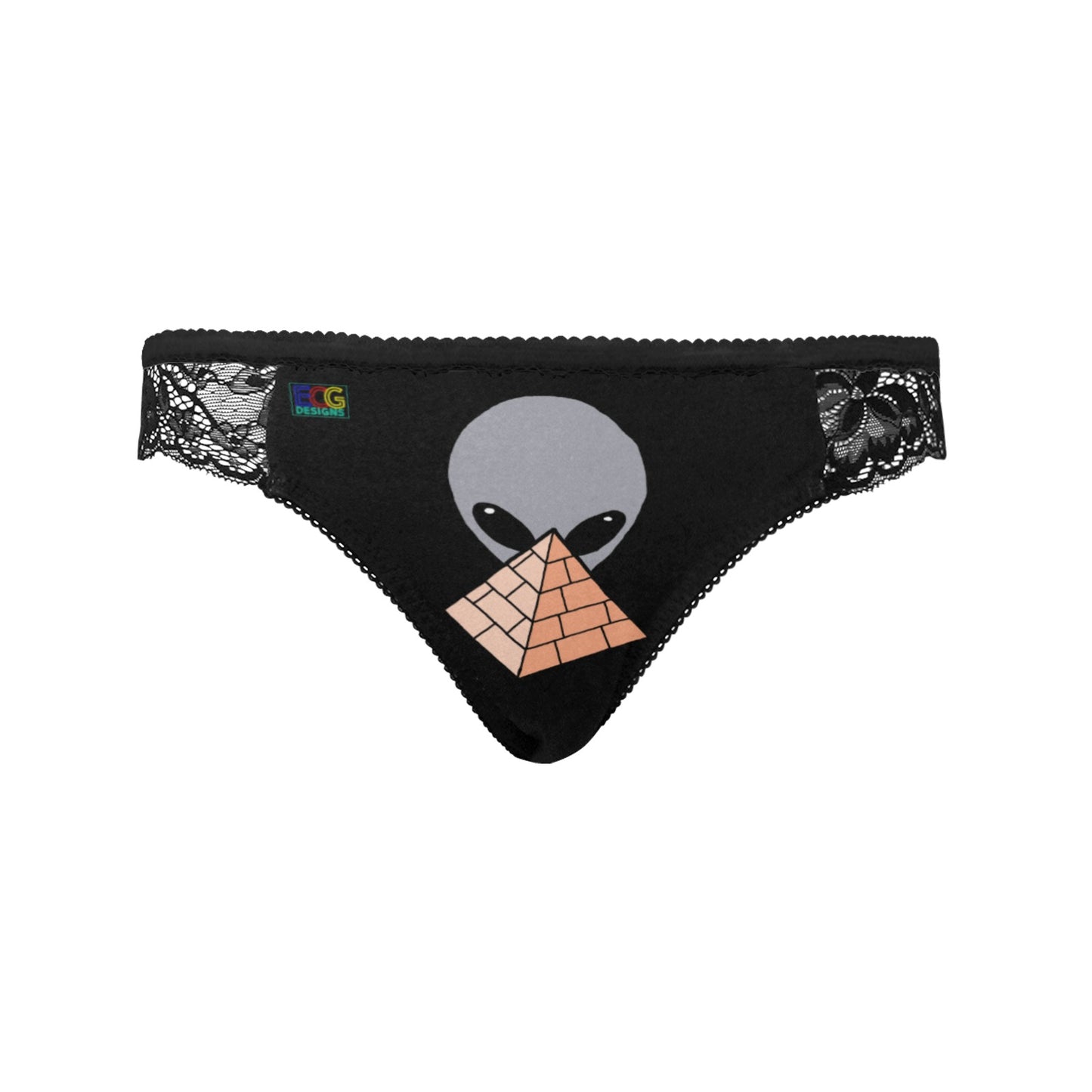 Gray Alien Pyramid Women's Lace Panty (Model L41)