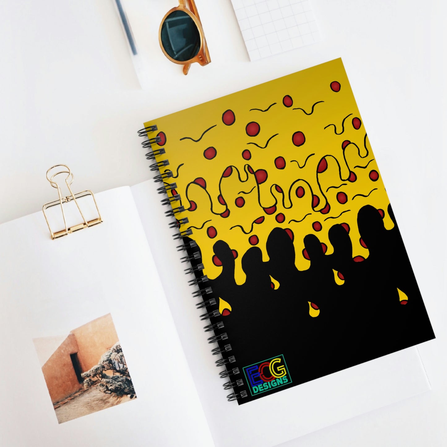 Cheesy Pizza Spiral Notebook - Ruled Line (Black)