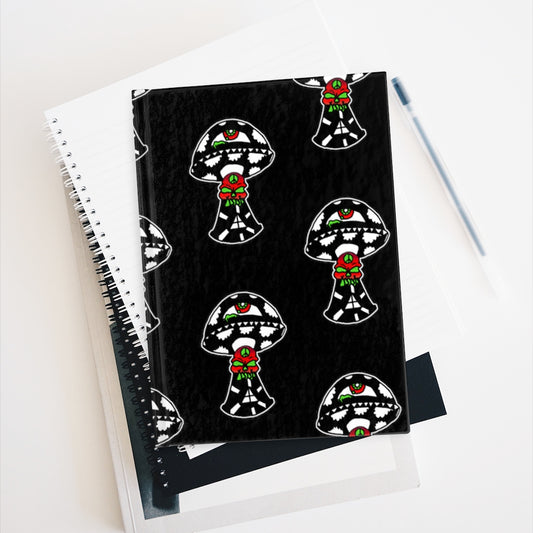 Black and White Skull Shroom Journal - Ruled Line