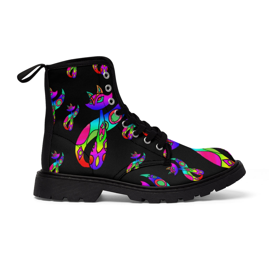 Rainbow Cat Women's Canvas Boots