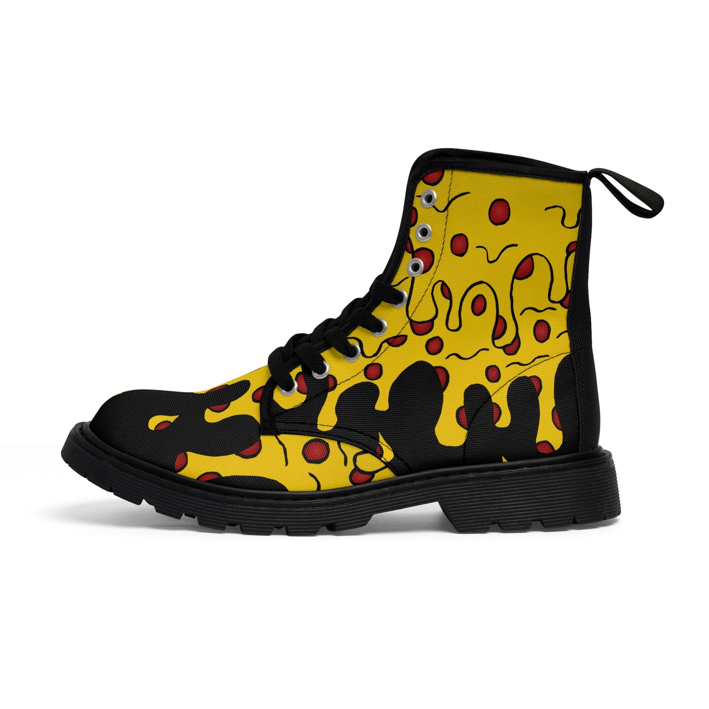 Cheesy Pizza Men's Canvas Boots (Black)