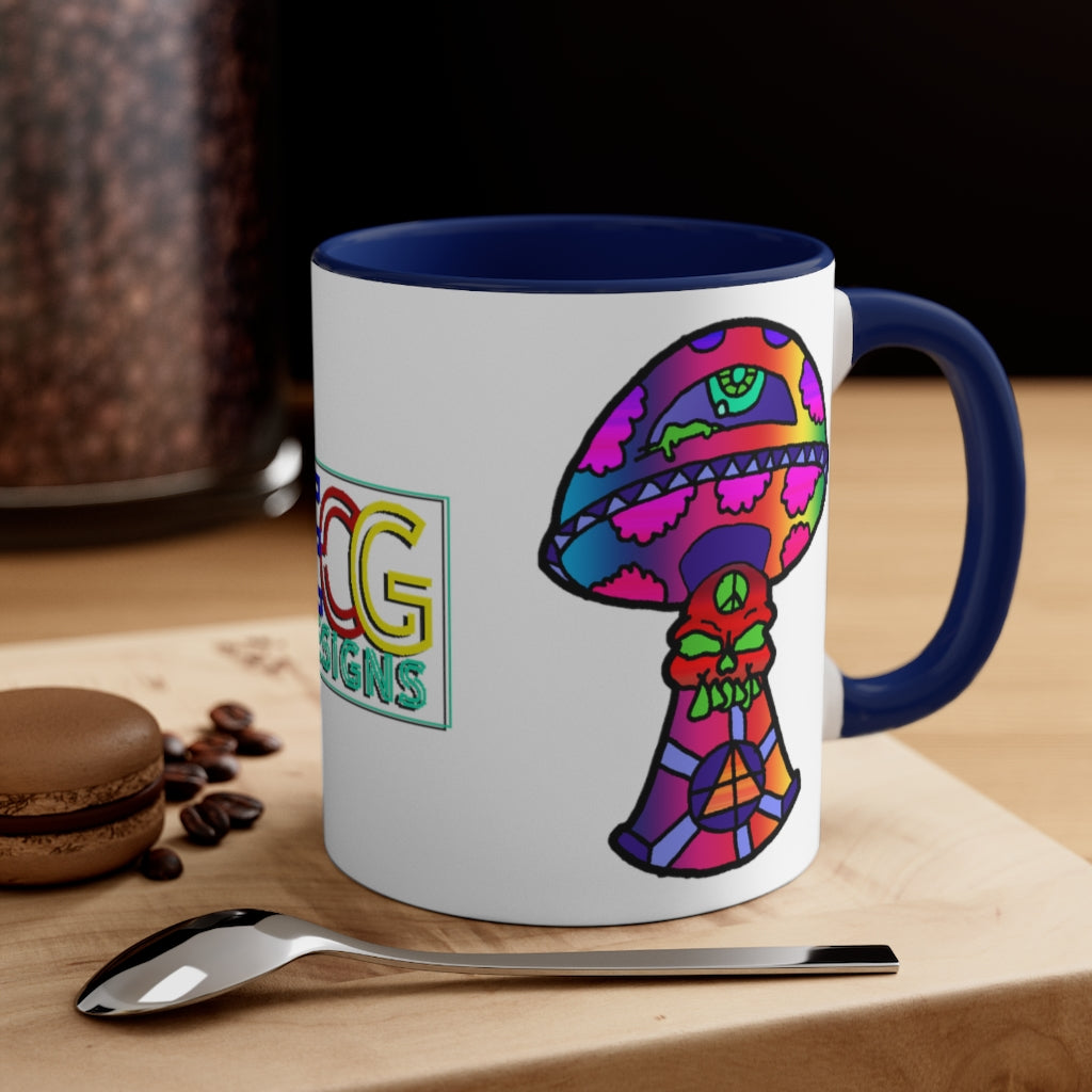 Rainbow Skull Shroom Accent Coffee Mug, 11oz