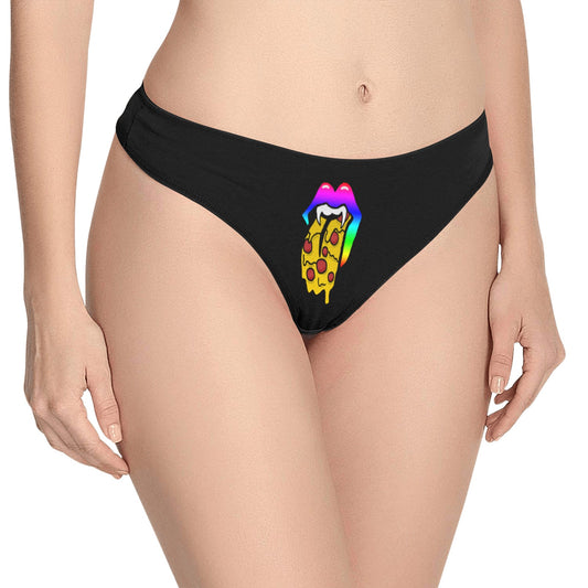 Rainbow Pizza Tongue Women's All Over Print Thongs (Model L30)