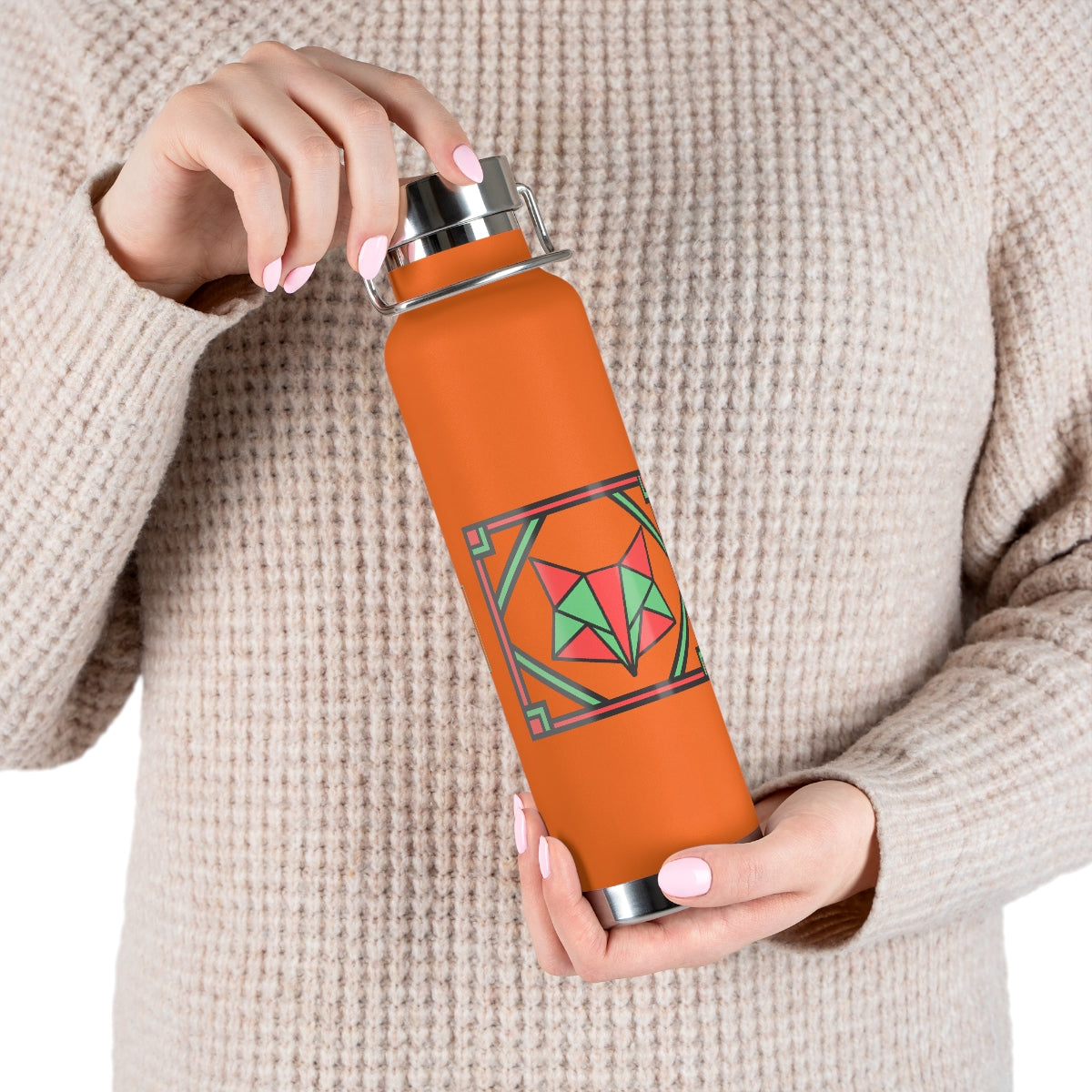 Red and Green Box Fox 22oz Vacuum Insulated Bottle