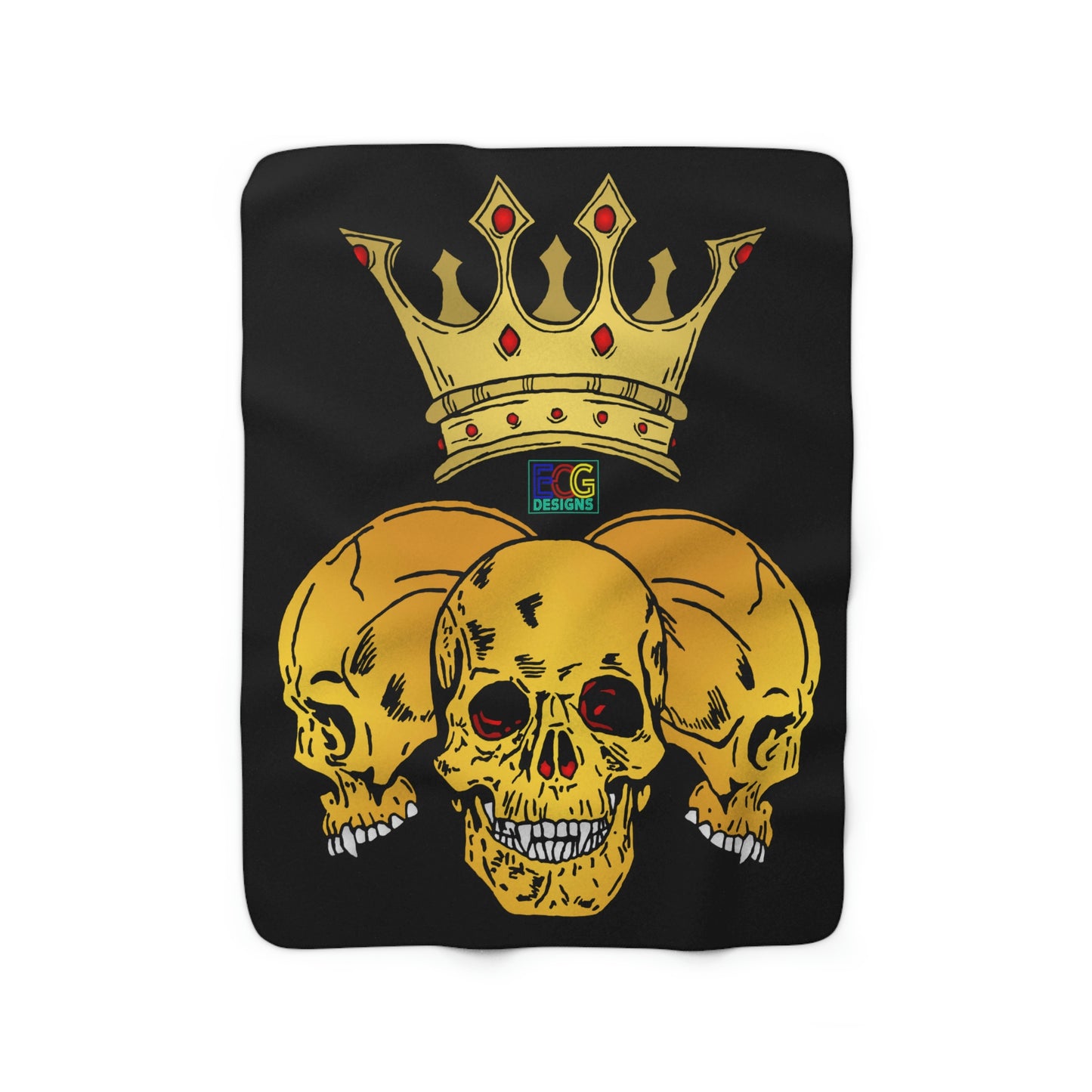 Triple Skull Crown Sherpa Fleece Blanket