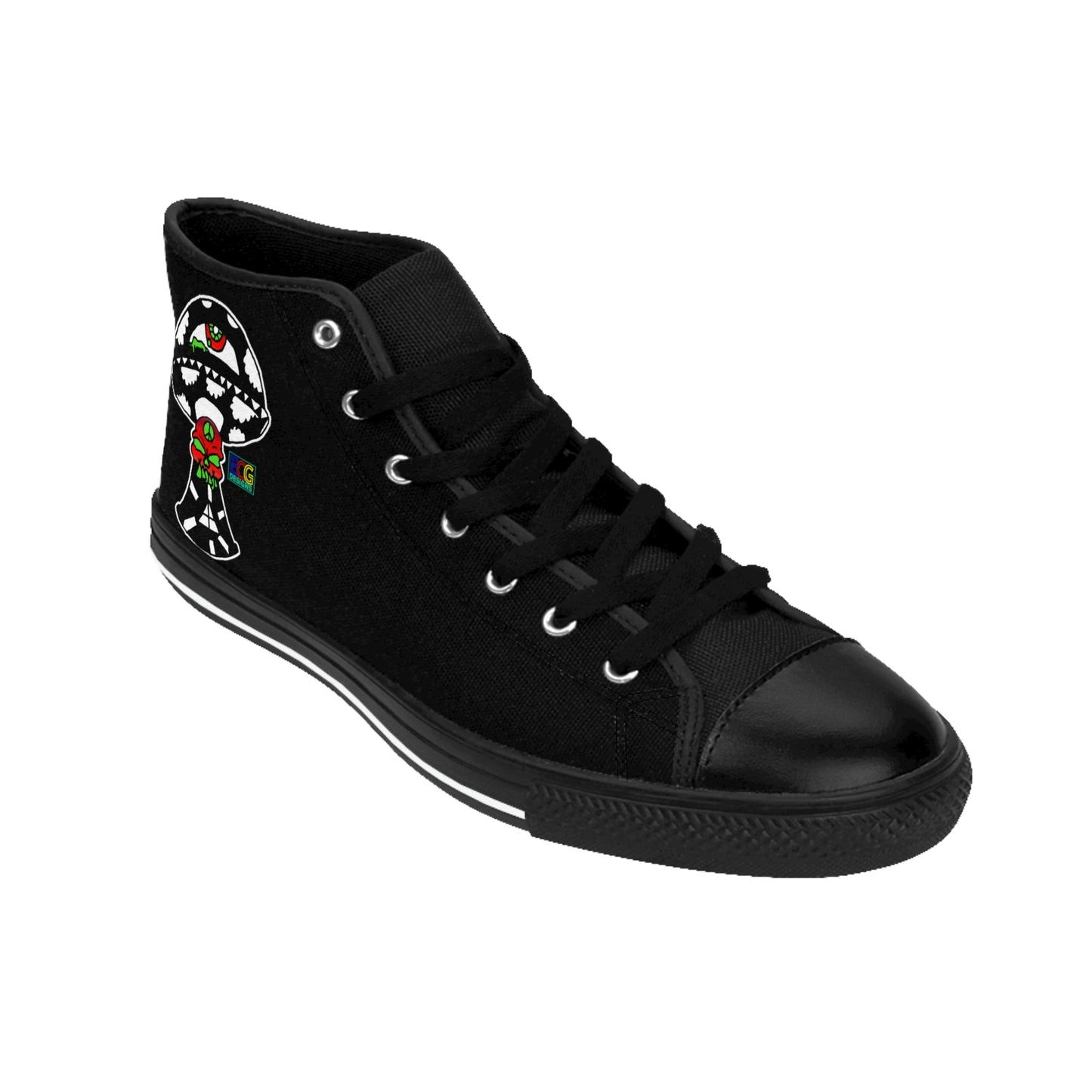 Black and White Skull Shroom Men's Classic Sneakers