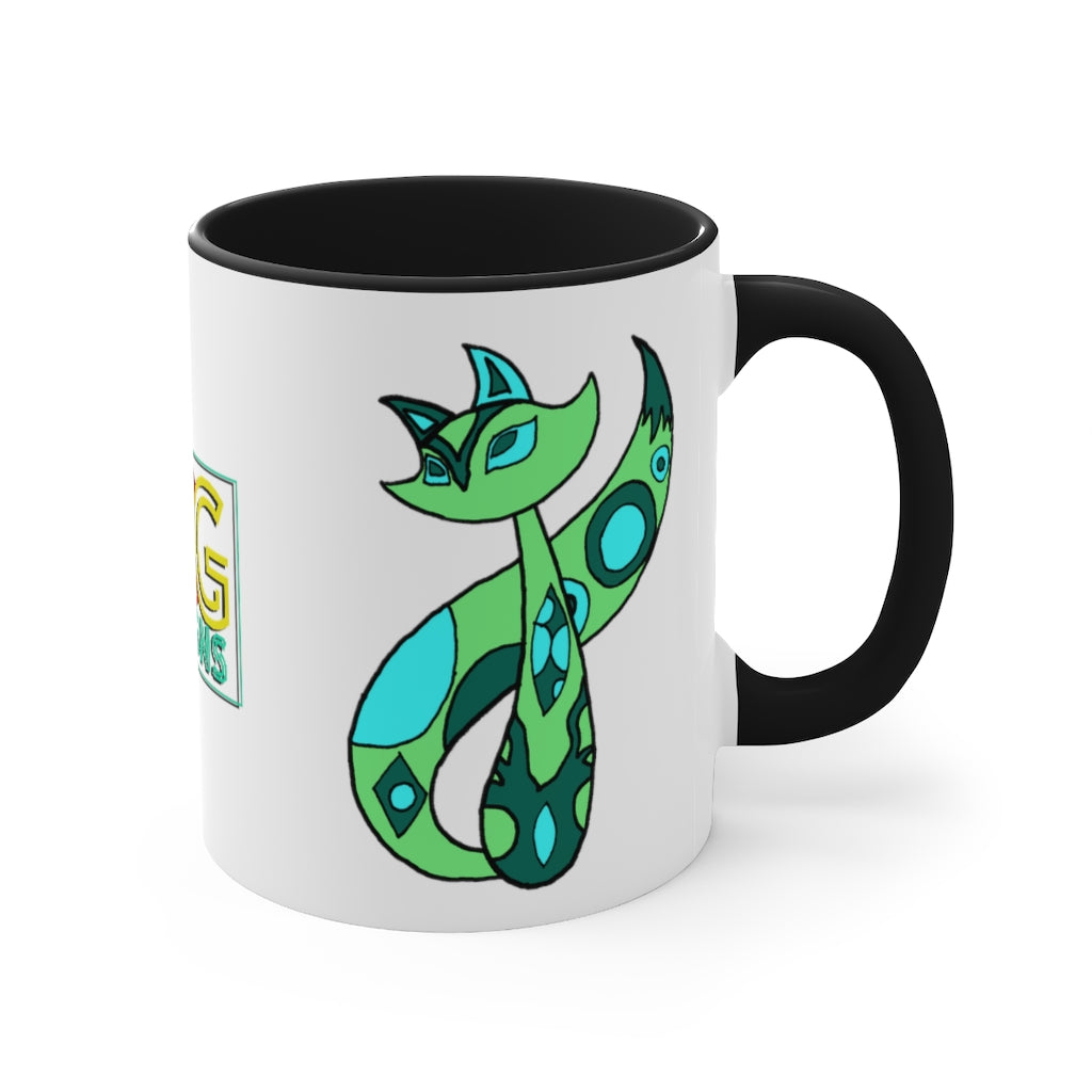 Green Cat Accent Coffee Mug, 11oz