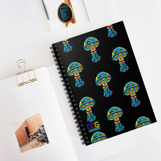 Multicolored Skull Shroom Spiral Notebook - Ruled Line