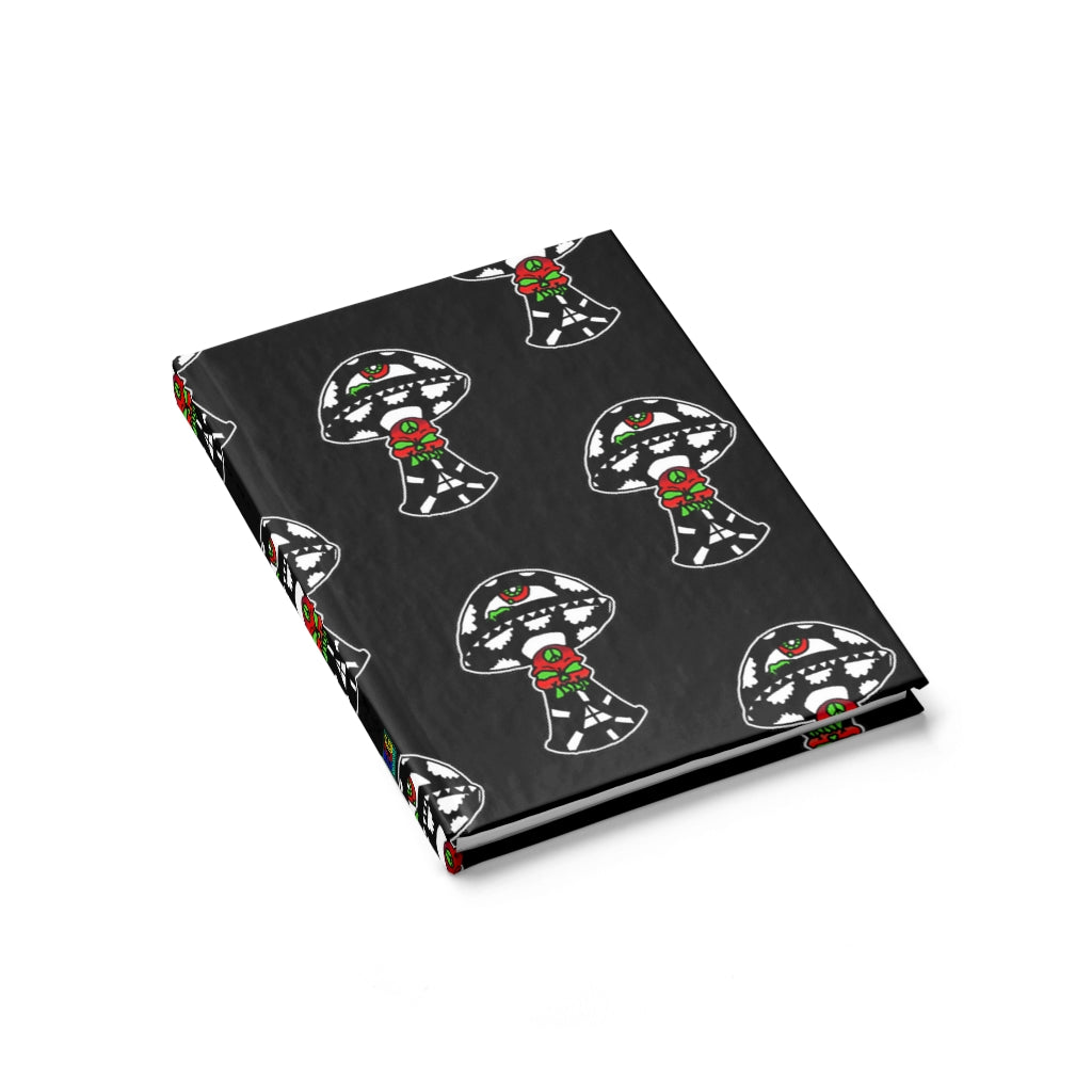 Black and White Skull Shroom Journal - Ruled Line