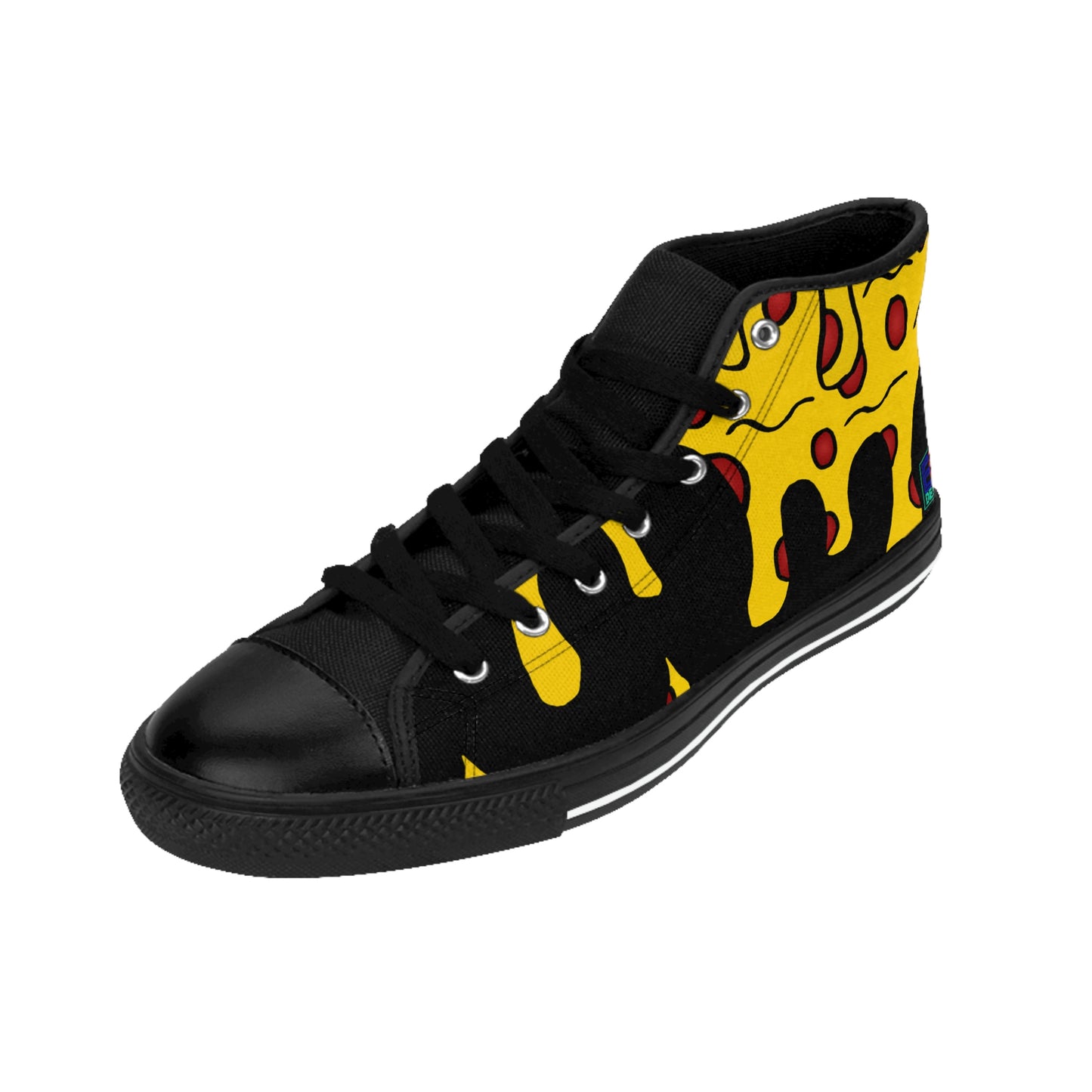 Cheesy Pizza Women's High-top Sneakers (Black)