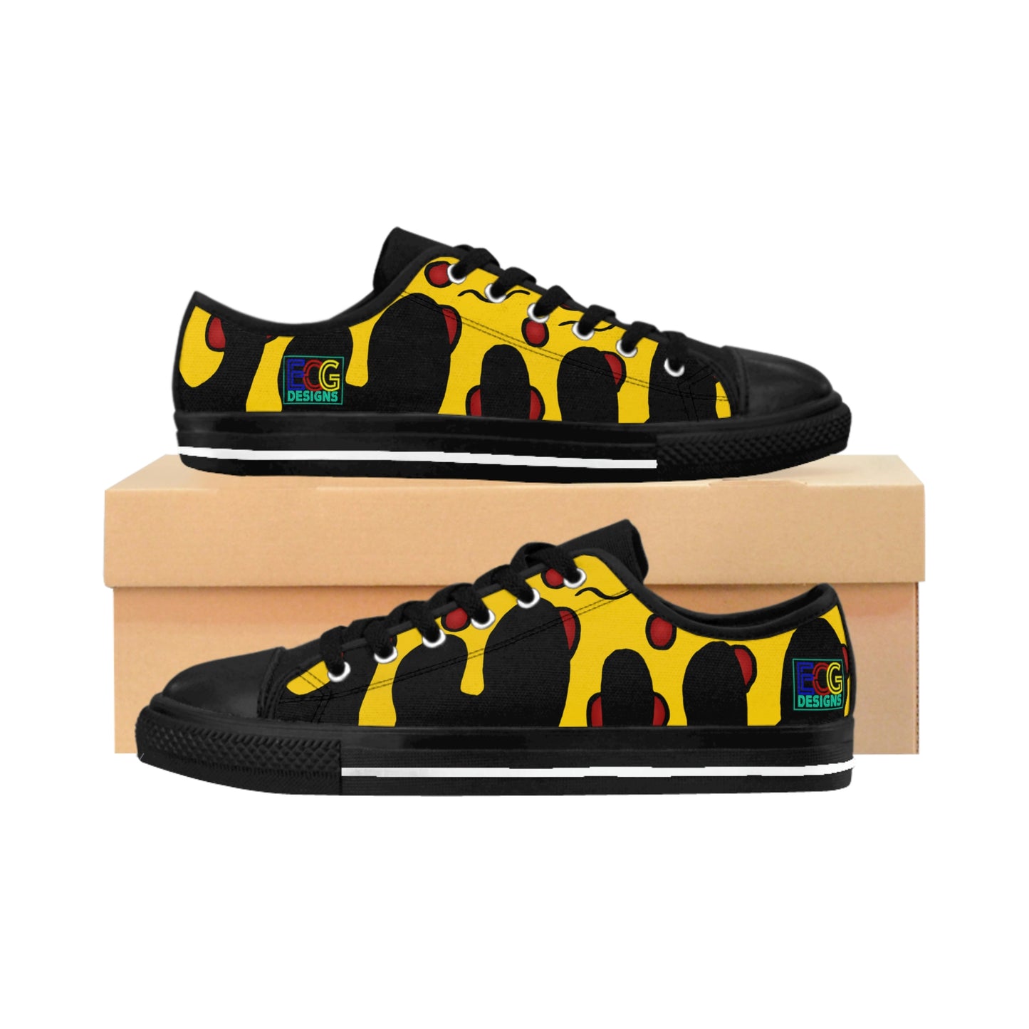 Cheesy Pizza Women's Sneakers (Black)