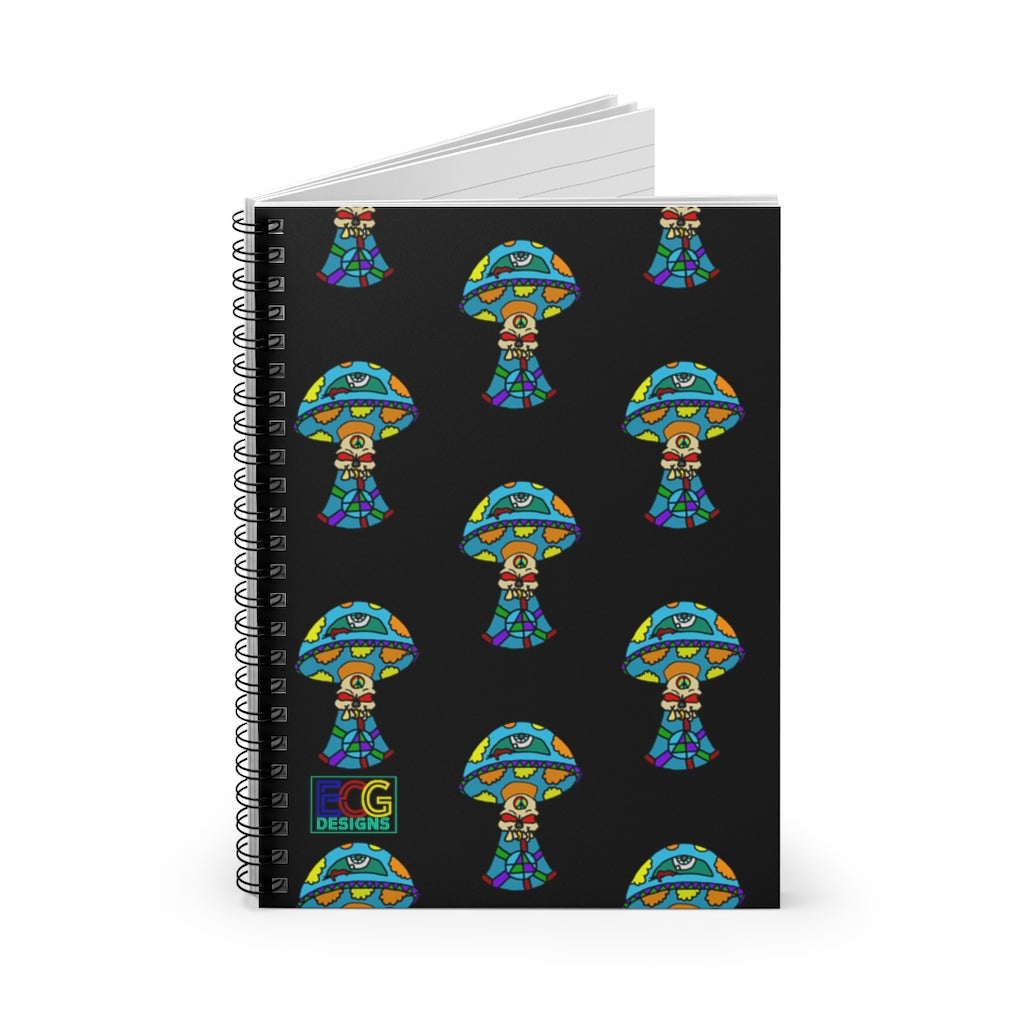 Multicolored Skull Shroom Spiral Notebook - Ruled Line